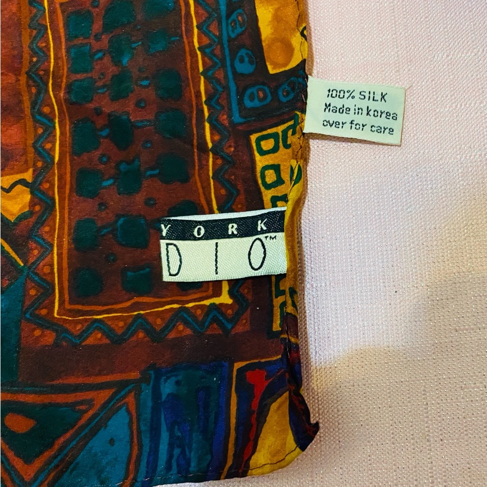 Silk Multicolor Geometric Pattern Scarf - image 4